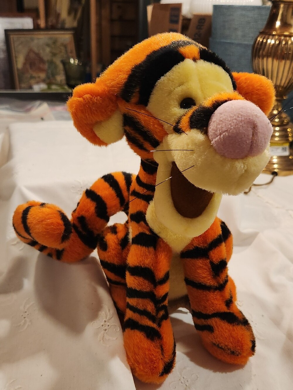 Vintage Disney Store Tigger 10" plush featuring a signature curly tail